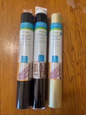 Cricut Premium Vinyl Shimmer & Glossy Rolls - Black & Gold Bundle *3 rolls*